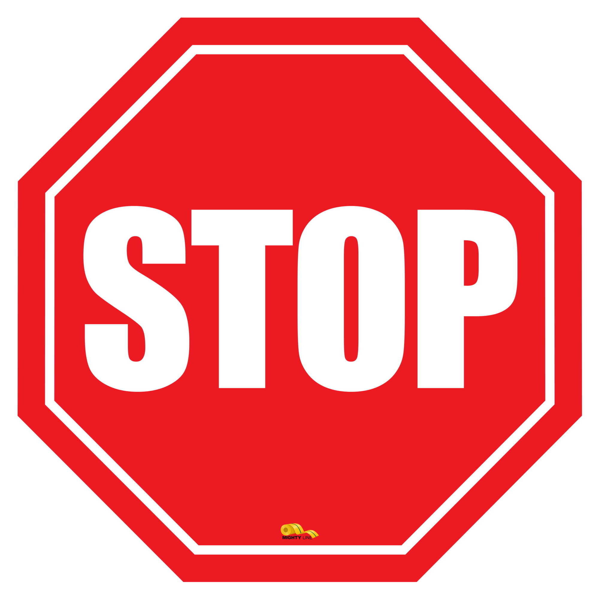 Mighty Line Stop Sign Modern Floor Marking Sign — 12in., Industrial Grade Polymer, 30 mil Thick, Model# StopModern12
